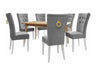 Étkezőgarnitúra Zestaw 09 6xS67 SKANDI 140x80, Szék színe: Fehér + Magic Velvet 2217, Asztal színe: Barna, Színes dekorációk: Aranysárga