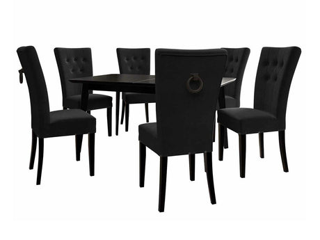 Étkezőgarnitúra Zestaw 09 6xS67 SKANDI 140x80, Szék színe: Fekete + Magic Velvet 2219, Asztal színe: Fekete, Színes dekorációk: Fekete