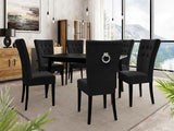 Étkezőgarnitúra Zestaw 09 6xS67 SKANDI 140x80, Szék színe: Fekete + Magic Velvet 2219, Asztal színe: Fekete, Színes dekorációk: Ezüst