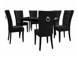 Étkezőgarnitúra Zestaw 09 6xS67 SKANDI 140x80, Szék színe: Fekete + Magic Velvet 2219, Asztal színe: Fekete, Színes dekorációk: Ezüst