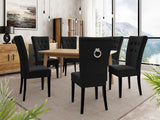 Étkezőgarnitúra Zestaw 09 6xS67 SKANDI 140x80, Szék színe: Fekete + Magic Velvet 2219, Asztal színe: Barna, Színes dekorációk: Ezüst