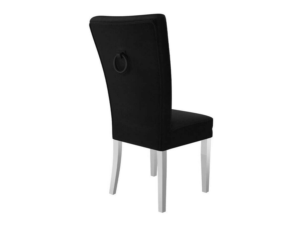 Étkezőgarnitúra Zestaw 09 6xS67 SKANDI 140x80, Szék színe: Fehér + Magic Velvet 2219, Asztal színe: Fekete, Színes dekorációk: Fekete