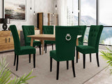 Étkezőgarnitúra Zestaw 09 6xS67 SKANDI 140x80, Szék színe: Fekete + Magic Velvet 2225, Asztal színe: Fekete, Színes dekorációk: Ezüst