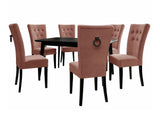 Étkezőgarnitúra Zestaw 09 6xS67 SKANDI 140x80, Szék színe: Fekete + Magic Velvet 2258, Asztal színe: Fekete, Színes dekorációk: Fekete