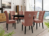 Étkezőgarnitúra Zestaw 09 6xS67 SKANDI 140x80, Szék színe: Fekete + Magic Velvet 2258, Asztal színe: Fekete, Színes dekorációk: Ezüst