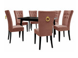 Étkezőgarnitúra Zestaw 09 6xS67 SKANDI 140x80, Szék színe: Fekete + Magic Velvet 2258, Asztal színe: Fekete, Színes dekorációk: Aranysárga