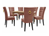 Étkezőgarnitúra Zestaw 09 6xS67 SKANDI 140x80, Szék színe: Fekete + Magic Velvet 2258, Asztal színe: Barna, Színes dekorációk: Aranysárga