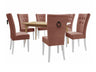 Étkezőgarnitúra Zestaw 09 6xS67 SKANDI 140x80, Szék színe: Fehér + Magic Velvet 2258, Asztal színe: Barna, Színes dekorációk: Fekete