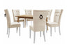 Étkezőgarnitúra Zestaw 09 6xS67 SKANDI 140x80, Szék színe: Fehér + Magic Velvet 2250, Asztal színe: Barna, Színes dekorációk: Fekete