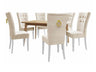 Étkezőgarnitúra Zestaw 09 6xS67 SKANDI 140x80, Szék színe: Fehér + Magic Velvet 2250, Asztal színe: Barna, Színes dekorációk: Aranysárga