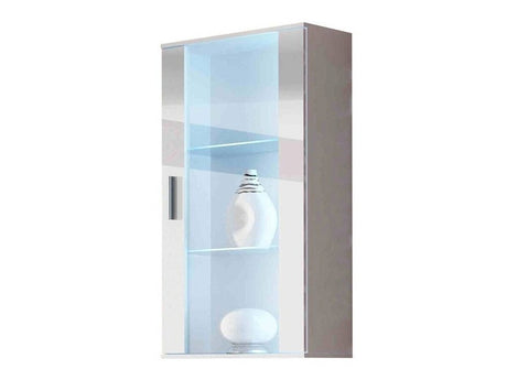 Fali szekrény Soho B2 (Boho B2), Szín: Fehér + Fényes fehér, Led világítás: Fehér