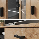 Szekrény Soho B7 (Boho B7), Szín: Lefkas tölgy + Fekete, Led világítás: Kék