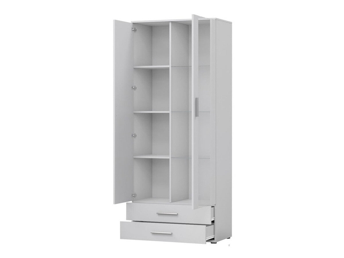Könyvespolc Soho B6 (2D2S Boho B6), Szín: Fehér + Fényes fehér, Led világítás: Fehér