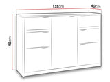 Komód Denver (Verdek K3D4SZ VD02), Szín: Monastery tölgy + Fényes fekete