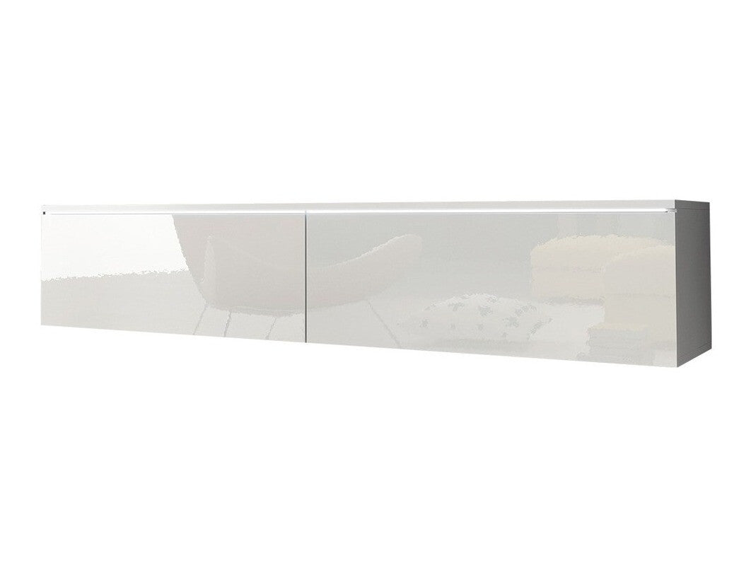 TV-állvány Lowboard D140 (Dlone 140), Led világítás: Nem, Szín: Fehér + Fényes fehér