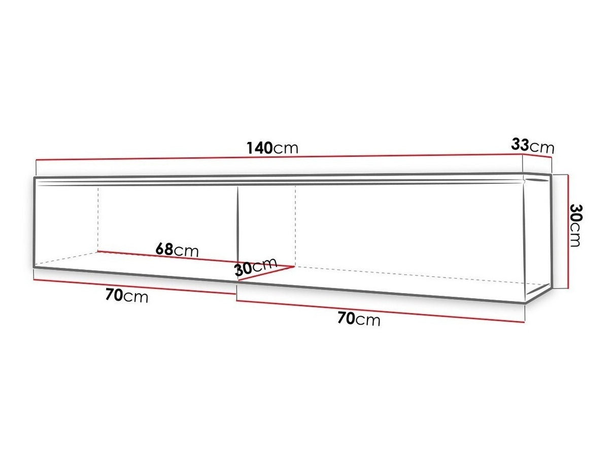 TV-állvány Lowboard D140 (Dlone 140), Led világítás: Nem, Szín: Fehér + Fényes fehér
