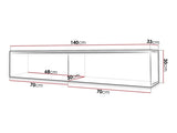 TV-állvány Lowboard D140 (Dlone 140), Led világítás: Nem, Szín: Fehér + Fényes fehér