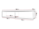 TV-állvány Lowboard D140 (Dlone 140), Led világítás: Nem, Szín: Beton