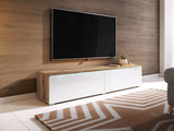 TV-állvány Lowboard D140 (Dlone 140), Led világítás: Nem, Szín: Wotan tölgy + Fényes fehér