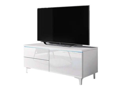 TV-állvány RTv XI W P (Cleo XI W-P), Szín: Fehér + Fényes fehér