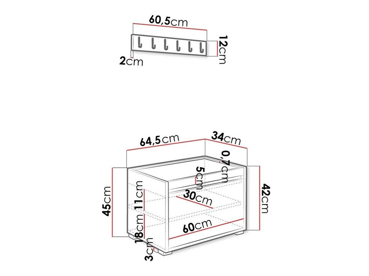 Előszoba garnitúra GRAWIS (Konkor) 60 + 1sz, Szín: Fehér + Öko bőr Soft 011