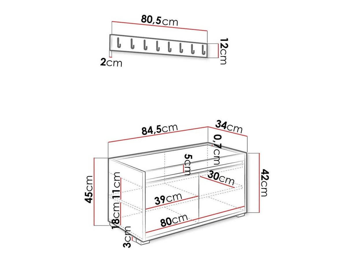 Előszoba garnitúra GRAWIS (Konkor) 80 + 12sz, Szín: Fehér + Öko bőr Soft 017