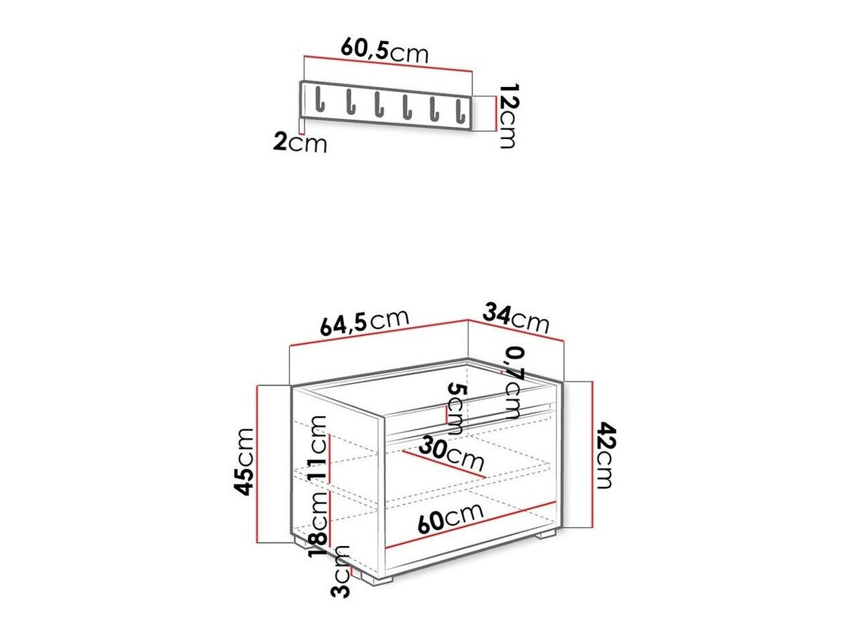 Előszoba garnitúra GRAWIS (Konkor) 60 + 6sz, Szín: Fehér + Manila 16