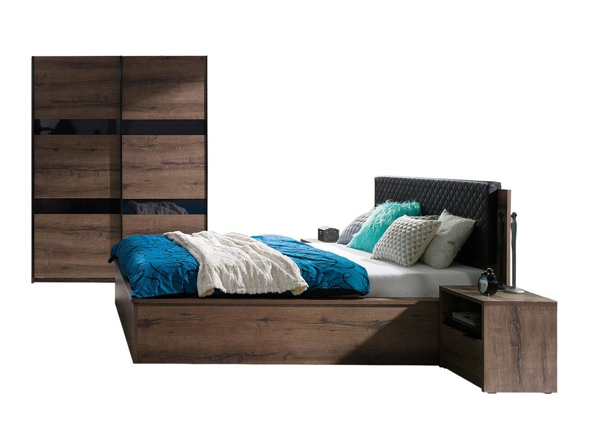 Hálószoba garnitúra Denver (Verdek VI), Fék: Nem, Led világítás: Nem, Szín: Monastery tölgy + Fényes fekete