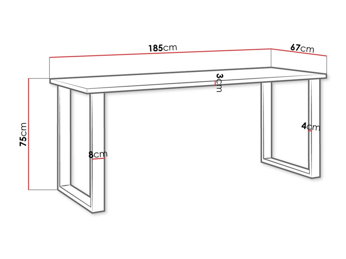 Asztal IMPERIAL (Wawik) 185x67, Szín: Lándzsa tölgy + Fekete
