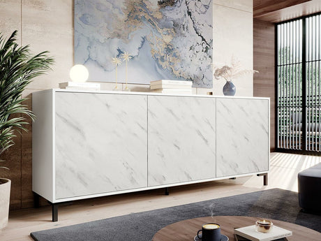 Szekrény MARMO 200 3D (Sopeleto 3D 200) Szín: Fehér + Fehér márvány