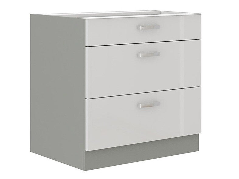 Moduláris szekrény fiókokkal Multiline 80 D 3S BB (Szürke + Fényes fehér)