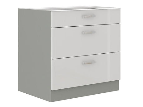 Moduláris szekrény fiókokkal Multiline 80 D 3S BB (Szürke + Fényes fehér)