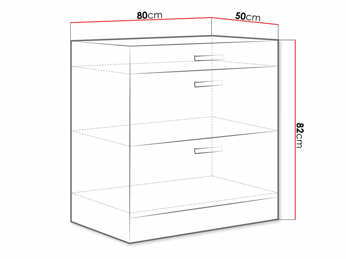 Moduláris szekrény fiókokkal Multiline 80 D 3S BB (Szürke + Fényes szürke)