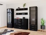 Nappali szett Soho III (Boho III), Szín: Fekete + Fényes fekete, Led világítás: Nem