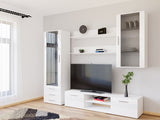Nappali szett Soho VI (Boho VI), Szín: Fehér + Fényes fehér, Led világítás: Kék