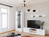 Nappali szett Soho VIII (Boho VIII), Szín: Fehér + Fényes fehér, Led világítás: Kék