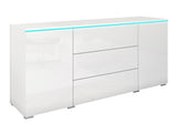 Komód VERA 150, Szín: Fehér + Fényes fehér, Led világítás: Igen RGB