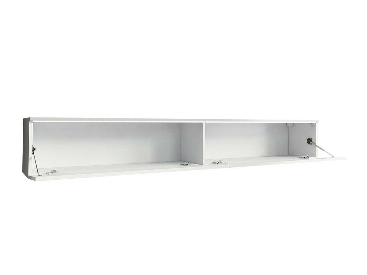 TV-állvány Lowboard D180 (Dlone 180), Led világítás: Igen, Szín: Beton + Fényes fehér