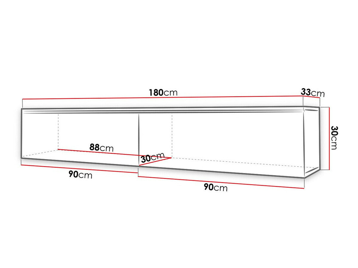 TV-állvány Lowboard D180 (Dlone 180), Led világítás: Igen, Szín: Beton + Fényes fehér