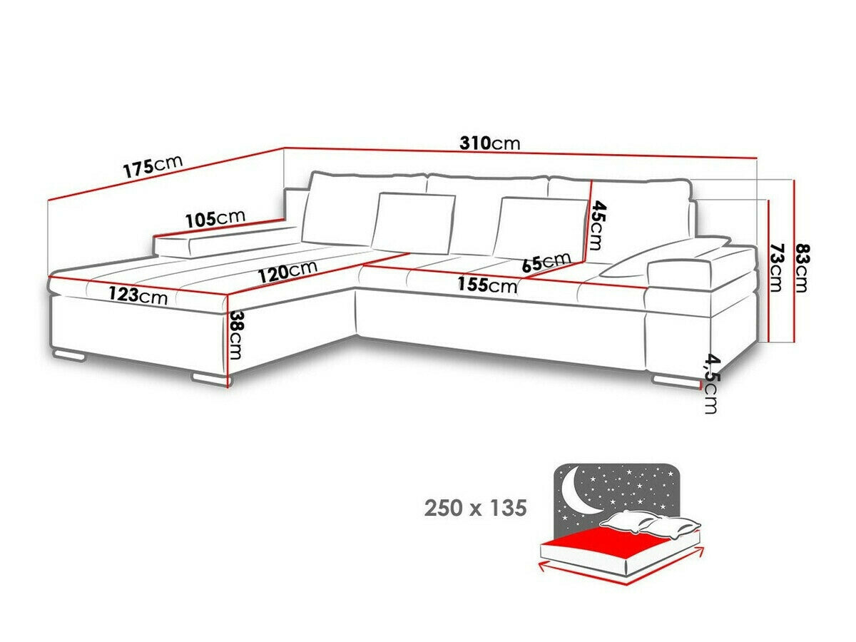 Sarokkanapé Bangkok (Kanton) Toptextil, Szín: Zetta 302 + Muna 14 + Senegal 818, Változatok: Jobbos