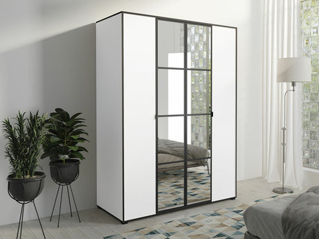 Gardróbszekrény Oslo I (Birelto I), Szín: Fehér + Fekete, Szekrény szélessége: 1500 mm