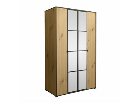 Gardróbszekrény Oslo I (Birelto I), Szín: Artisan tölgy + Fekete, Szekrény szélessége: 1200 mm