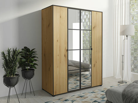 Gardróbszekrény Oslo I (Birelto I), Szín: Artisan tölgy + Fekete, Szekrény szélessége: 1500 mm