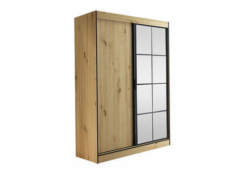 Gardróbszekrény Oslo II (Birelto II), Szín: Artisan tölgy + Fekete, Szekrény szélessége: 1500 mm