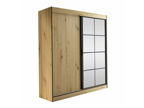 Gardróbszekrény Oslo II (Birelto II), Szín: Artisan tölgy + Fekete, Szekrény szélessége: 1800 mm