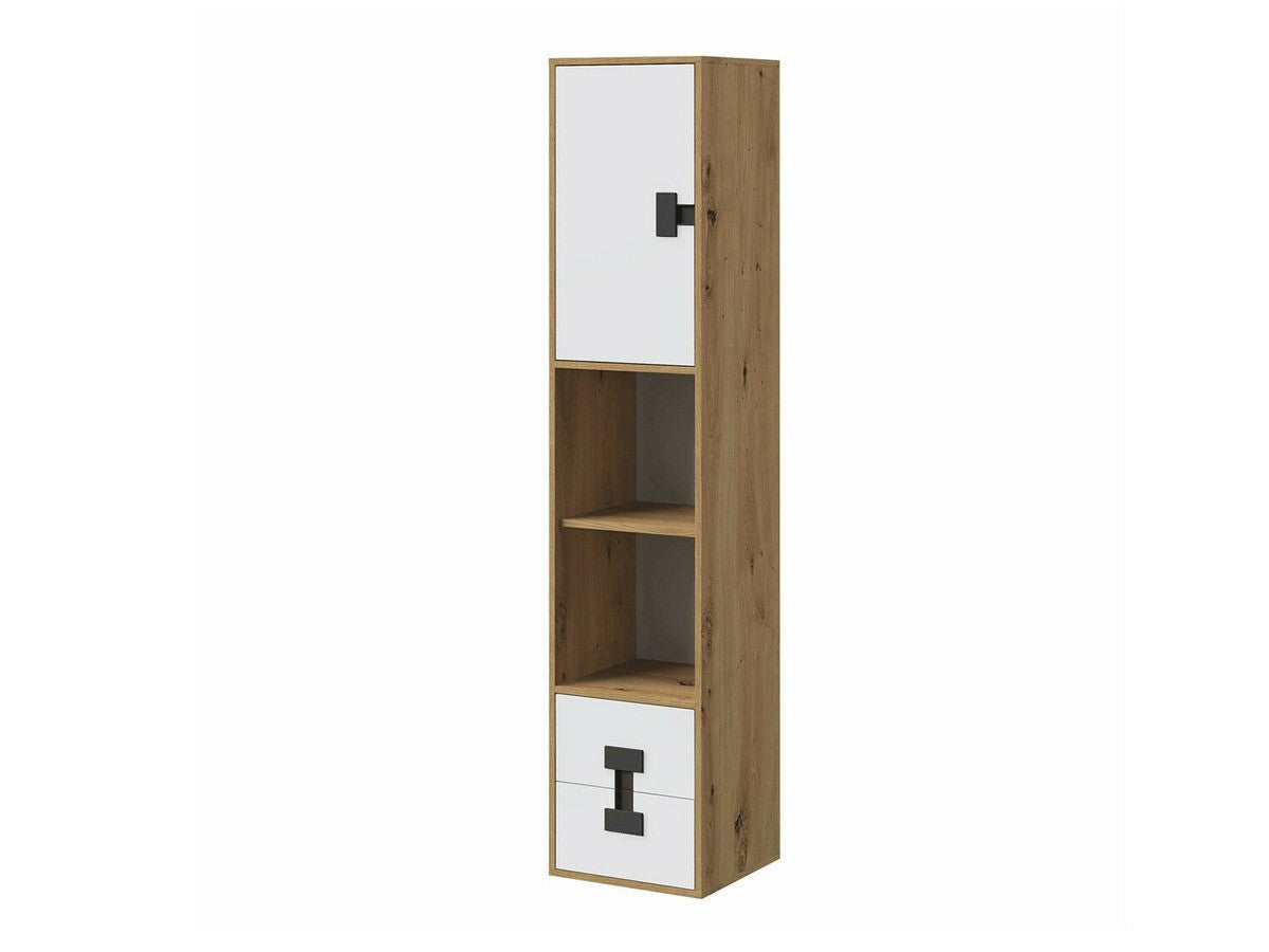 Könyvespolc 40 INDEX 06 (Tikrote), Szín: Matt fehér + Artisan tölgy