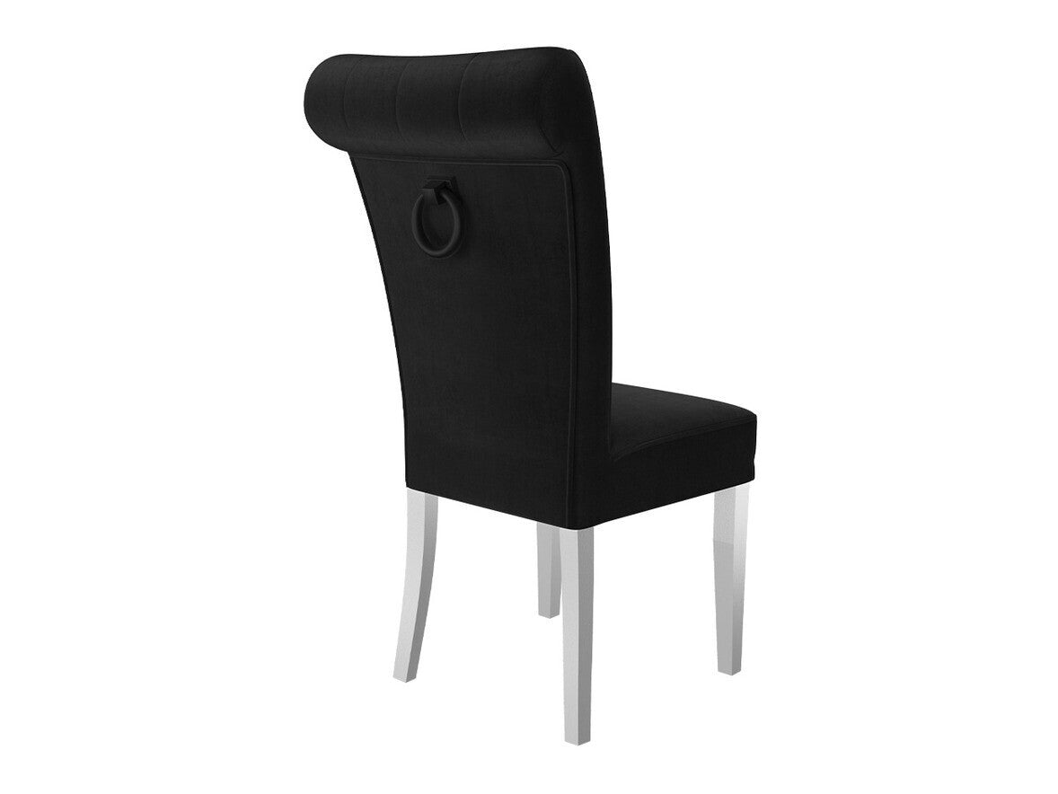 Étkezőgarnitúra Zestaw 10 4xS65 LARA FI, Színes dekorációk: Fekete, Szék színe: Fehér + Magic Velvet 2219