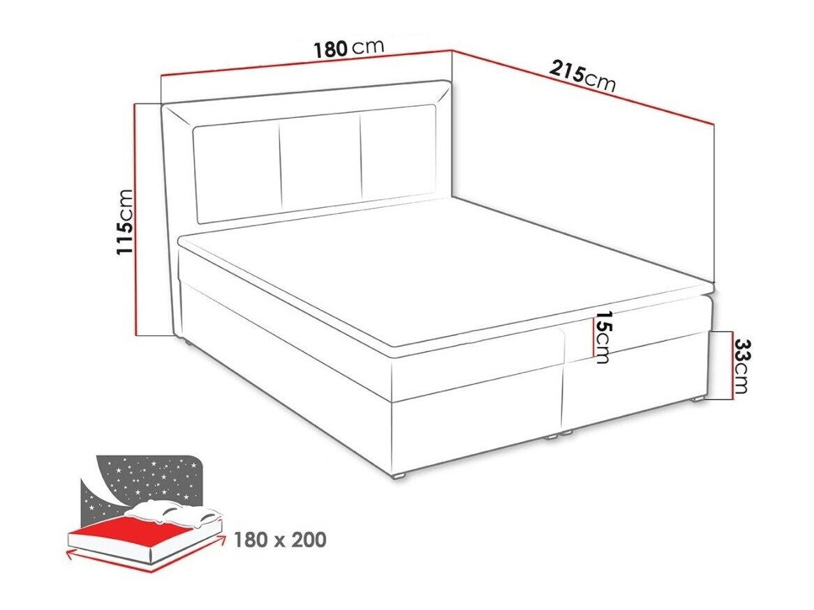 Kontinentális ágy CLASIC BOX (Pesto Box), Szín: Victoria 14 864, Alvó felület mérete: 180 x 200 cm