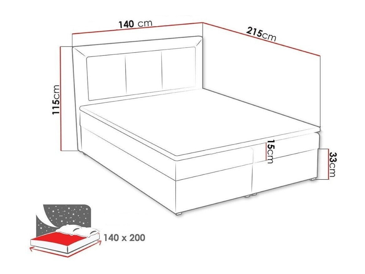 Kontinentális ágy CLASIC BOX (Pesto Box), Szín: Victoria 14 853, Alvó felület mérete: 140 x 200 cm