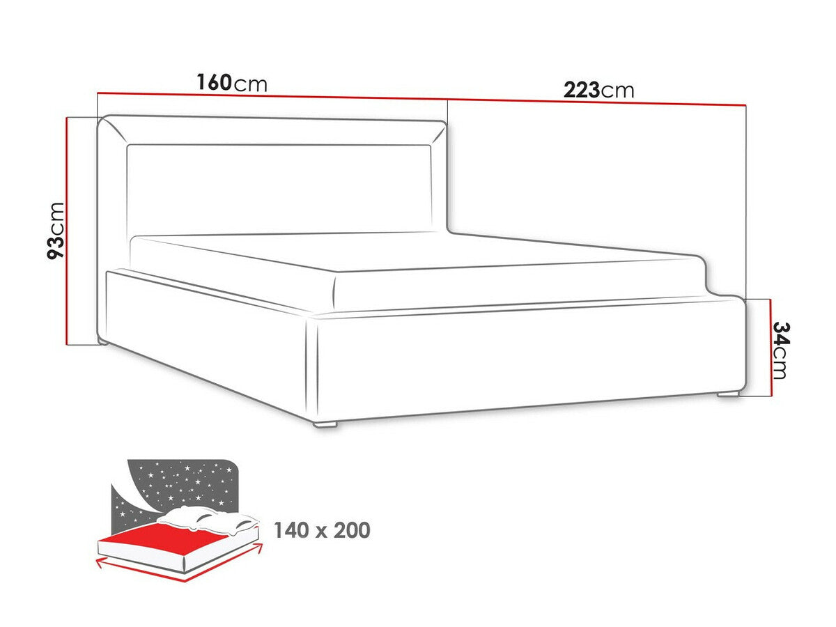Ágy Moden (Koay) II, Alvó felület mérete: 140 x 200 cm, Szín: Malmo 13 376